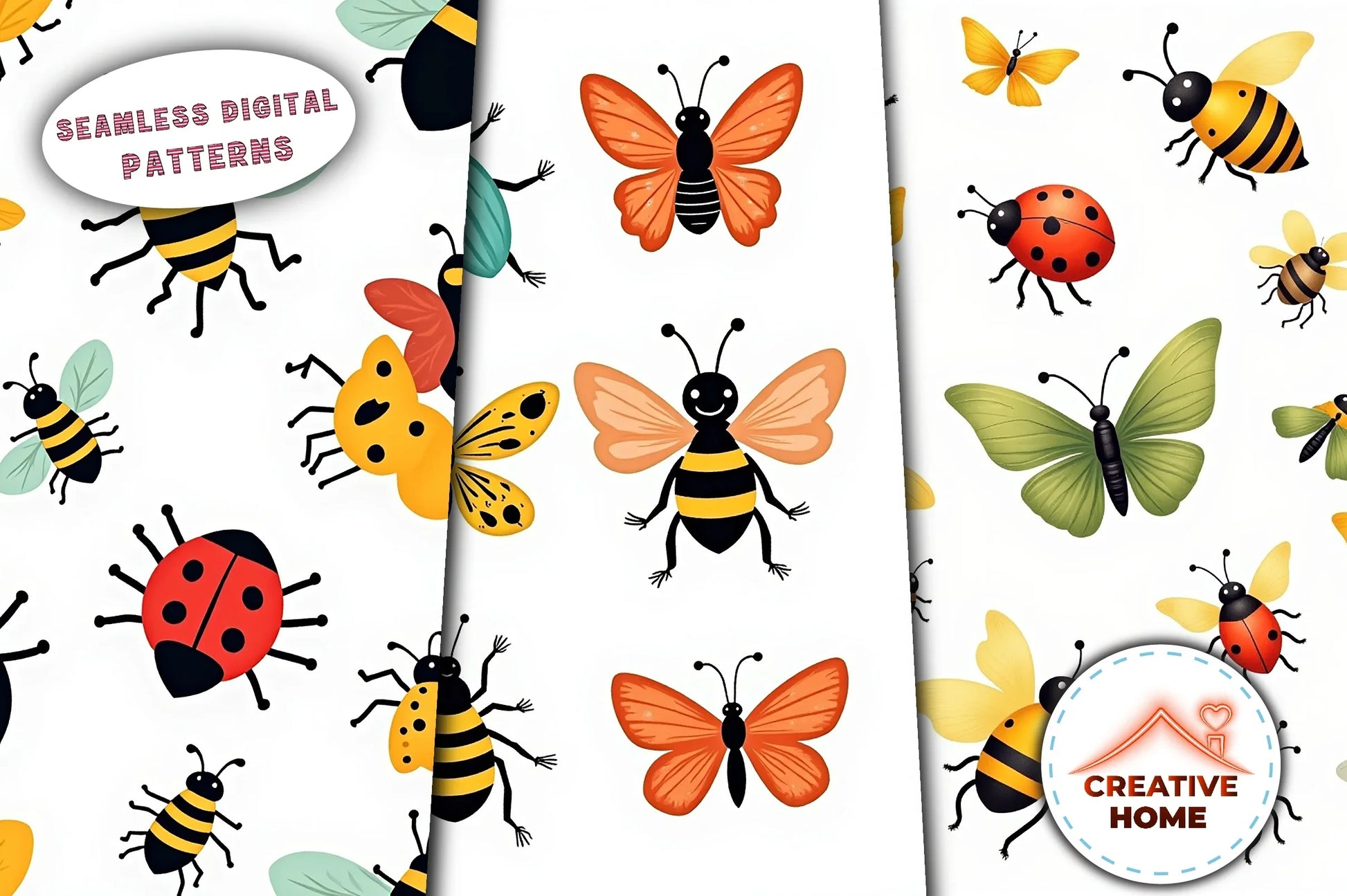 Cheerful Insect Pattern Clipart Bundle - CraftNest - Digital Crafting and Art