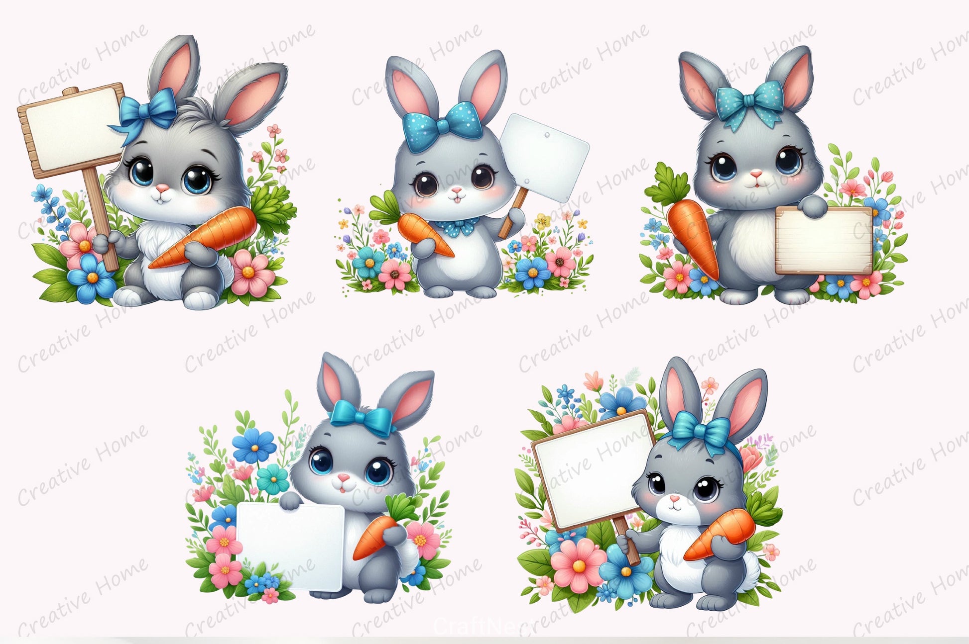 Easter Bunny Sign Clipart Bundle 7 - CraftNest - Digital Crafting and Art