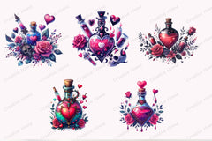 Valentine Gothic Love Potion Clipart Bundle - CraftNest - Digital Crafting and Art