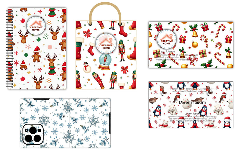 Glittery Christmas Pattern Clipart Bundle - CraftNest - Digital Crafting and Art