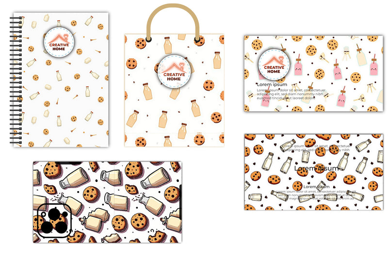 Milk & Cookies Vintage Pattern Clipart Bundle - CraftNest - Digital Crafting and Art