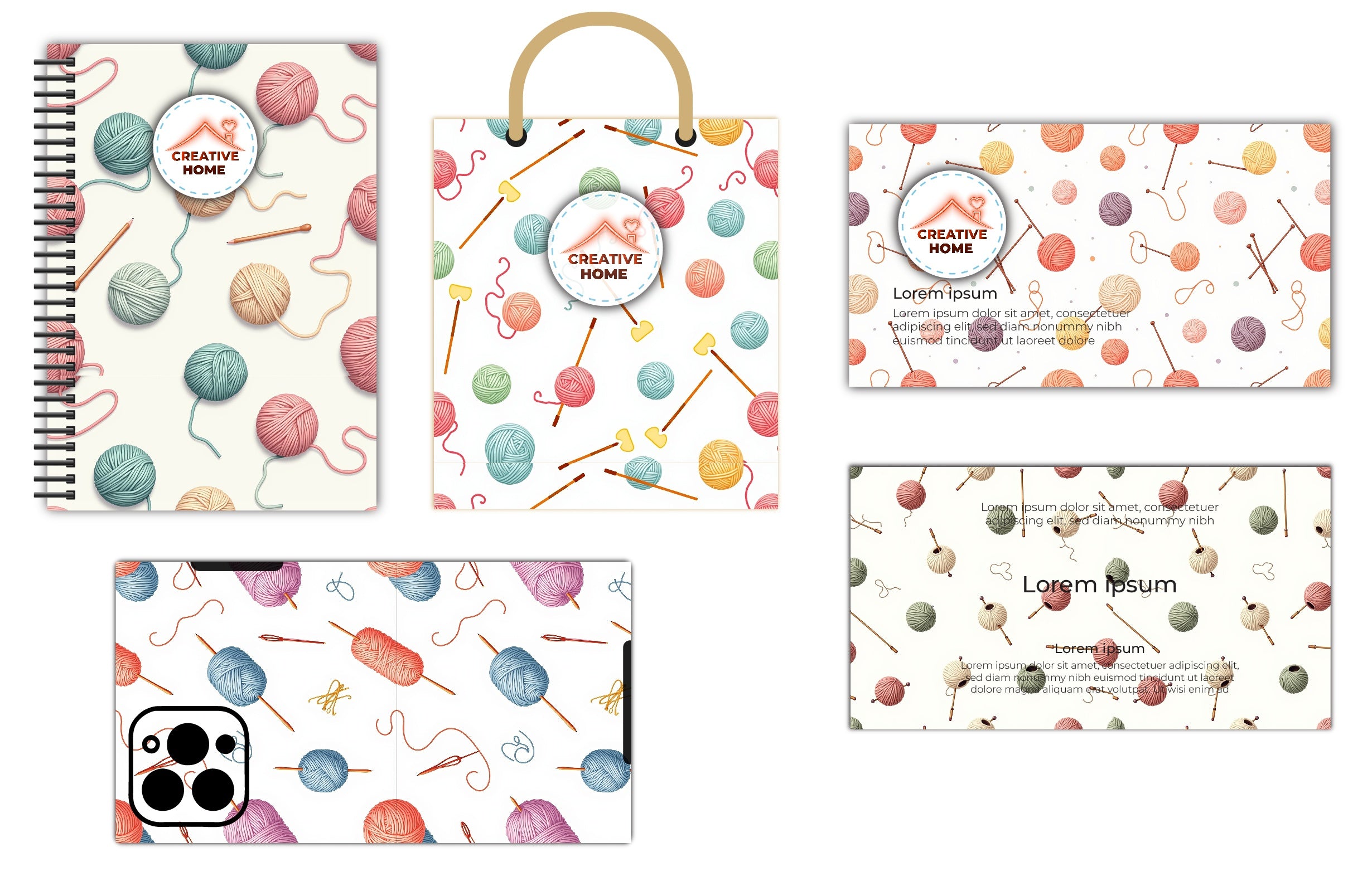 Cozy Yarn & Needle Pattern Clipart Bundle - CraftNest - Digital Crafting and Art