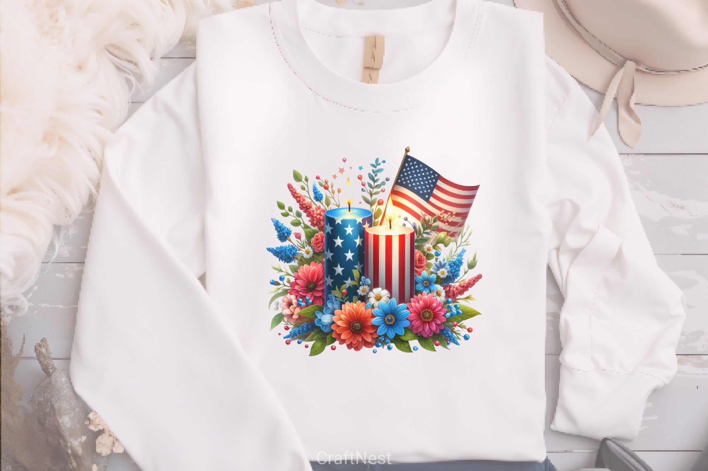 Patriotic Floral Clipart Bundle 2 - CraftNest - Digital Crafting and Art