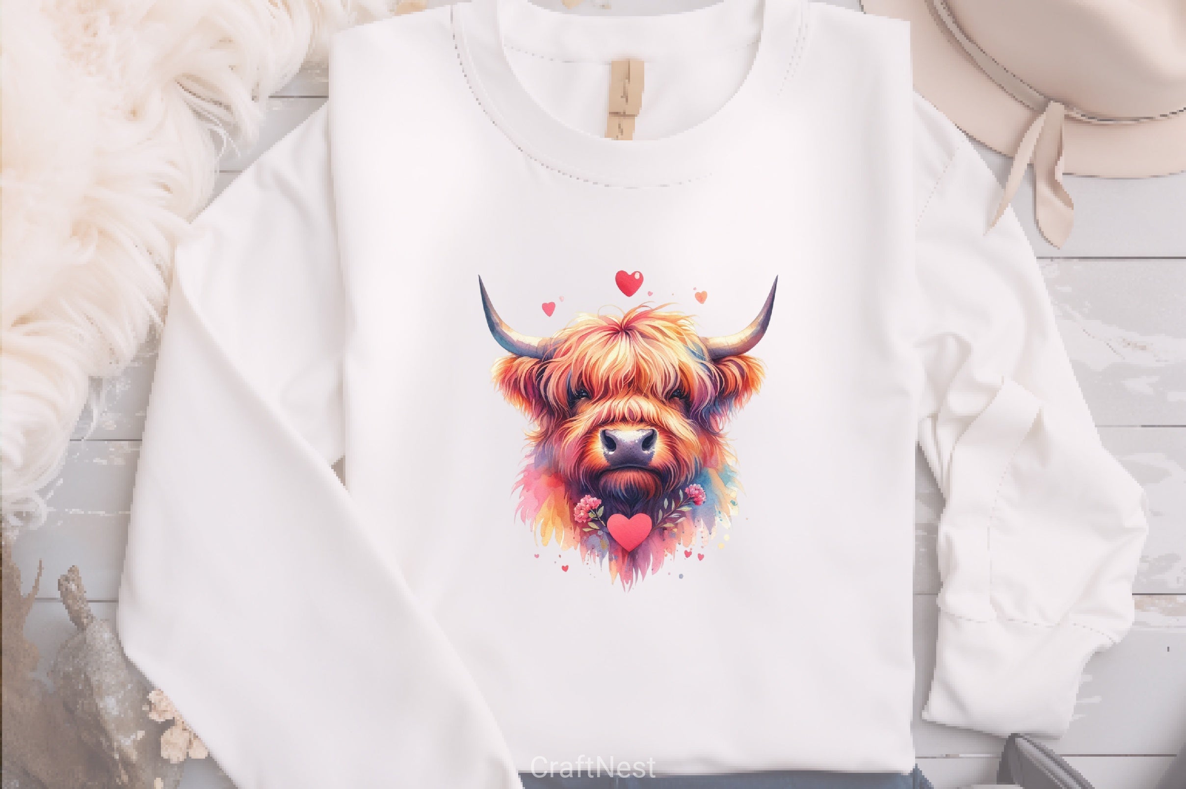 Valentine Highland Cow Clipart Bundle - CraftNest - Digital Crafting and Art