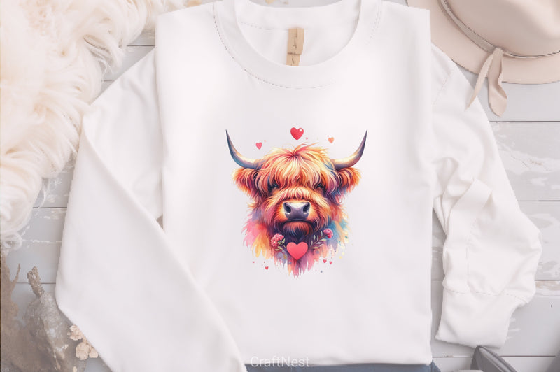 Valentine Highland Cow Clipart Bundle - CraftNest - Digital Crafting and Art