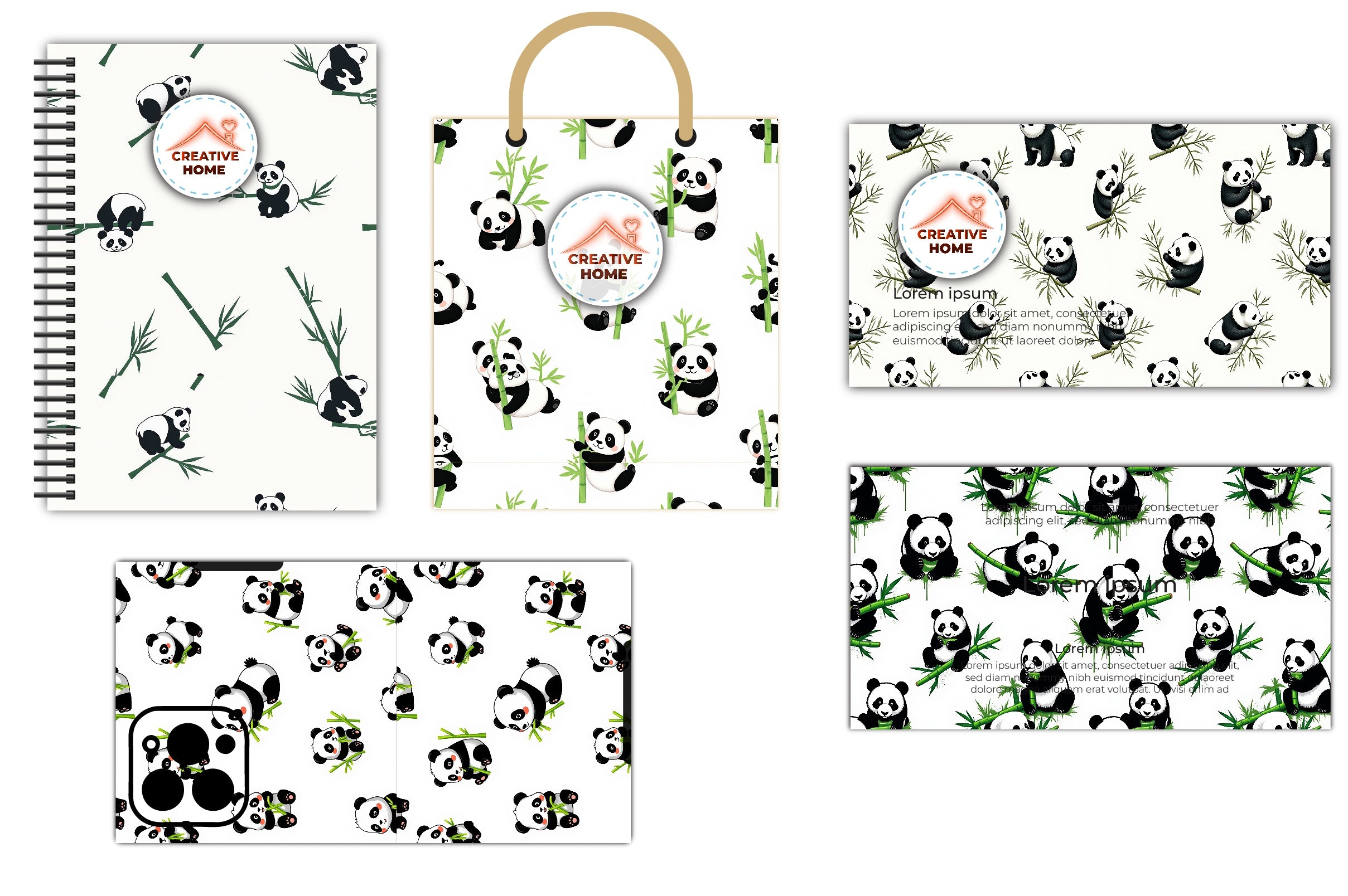 Cute Bamboo Munching Pattern Clipart Bundle - CraftNest - Digital Crafting and Art