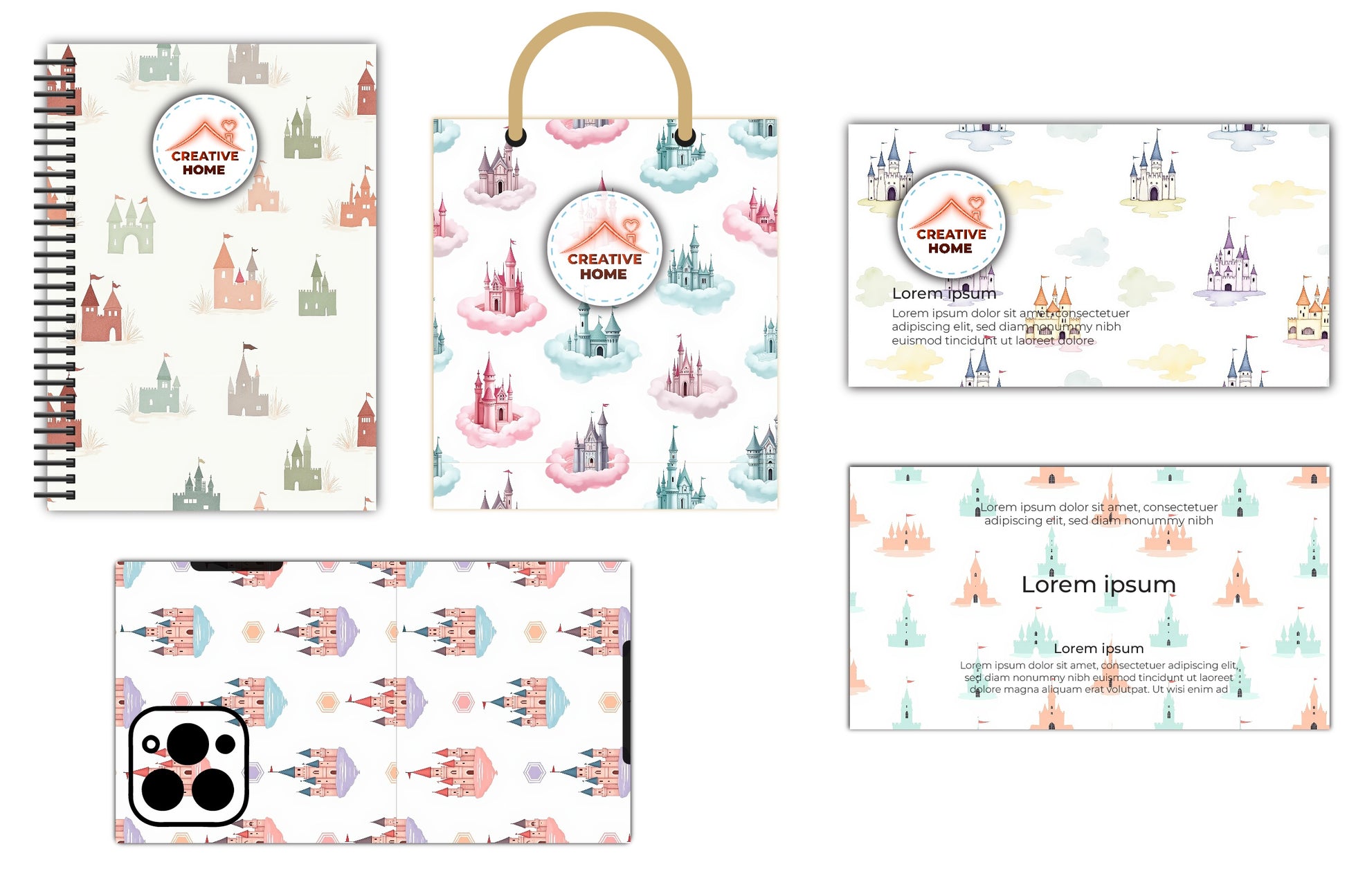 Pastel Castle Pattern Clipart Bundle - CraftNest - Digital Crafting and Art