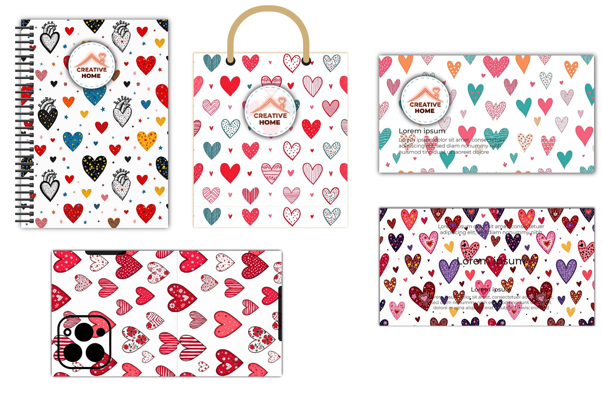 Colorful Patterned Hearts Clipart Bundle - CraftNest - Digital Crafting and Art