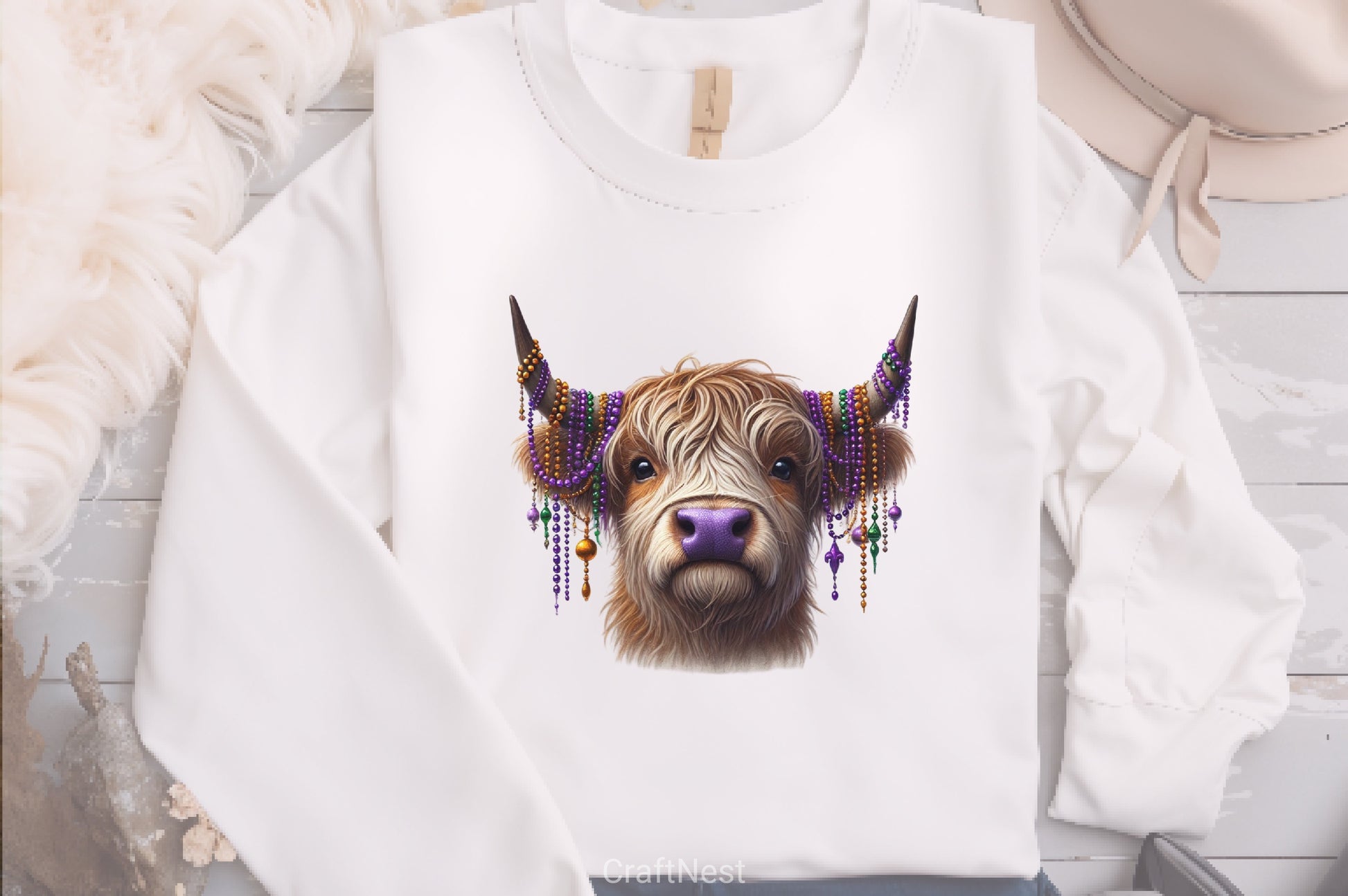 Mardi Gras Highland Cow Clipart Bundle - CraftNest - Digital Crafting and Art