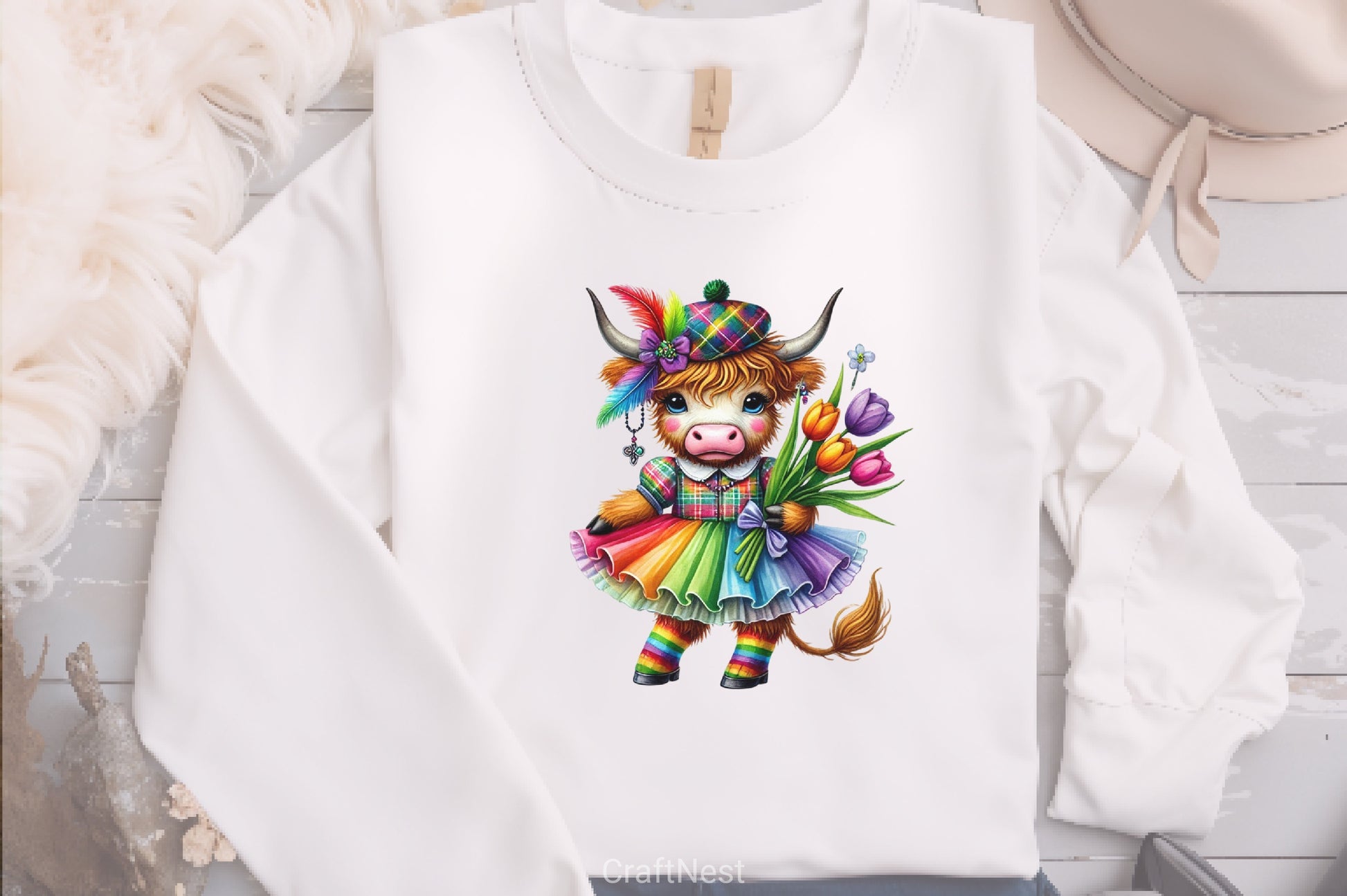 Mardi Gras Highland Cow Clipart Bundle 4 - CraftNest - Digital Crafting and Art