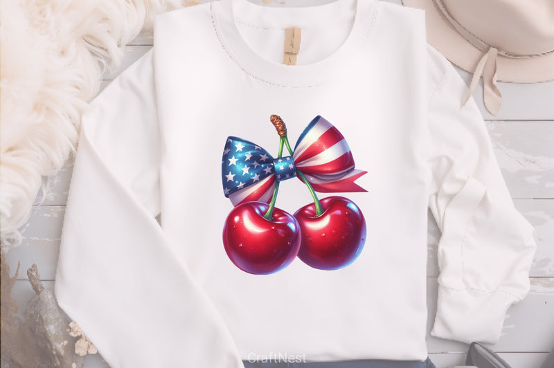 4th of July Cherry Bow Clipart Bundle - CraftNest - Digital Crafting and Art