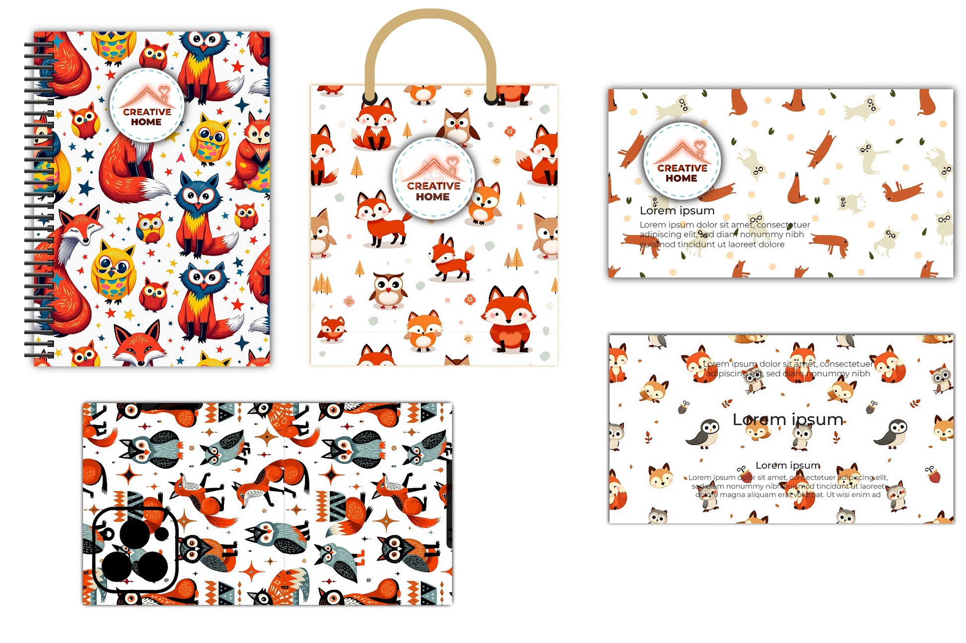 Foxes & Owls Pattern Clipart Bundle - CraftNest - Digital Crafting and Art