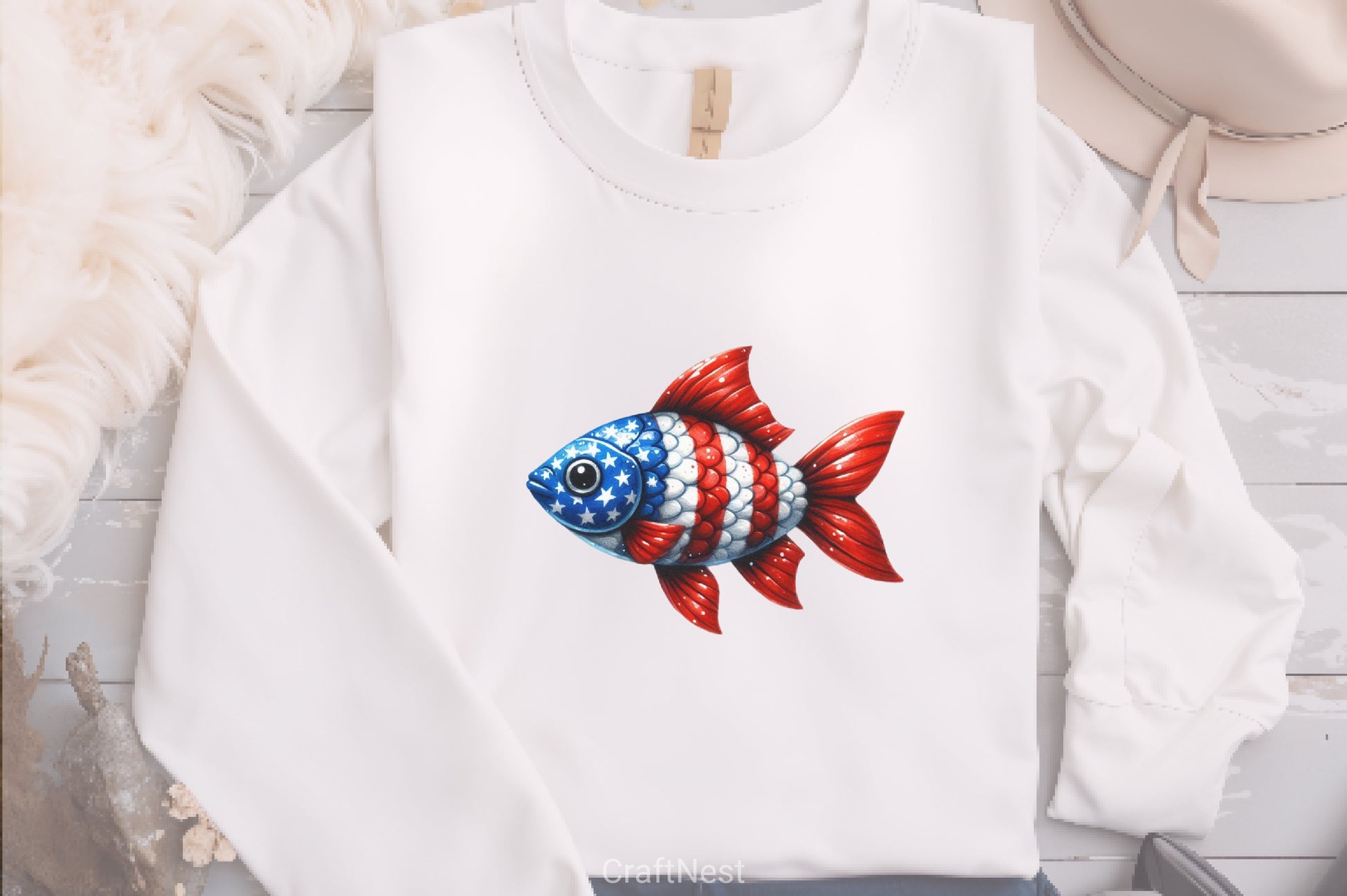4th of July Patriotic Fish Clipart Bundle - CraftNest - Digital Crafting and Art
