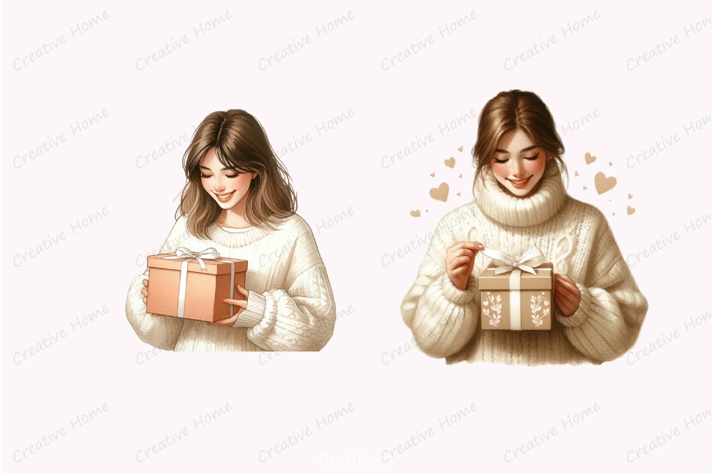 Happy Woman Valentine's Gift Clipart Bundle - CraftNest - Digital Crafting and Art