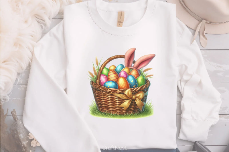 Easter Basket Bunny Ears Clipart Bundle - CraftNest - Digital Crafting and Art