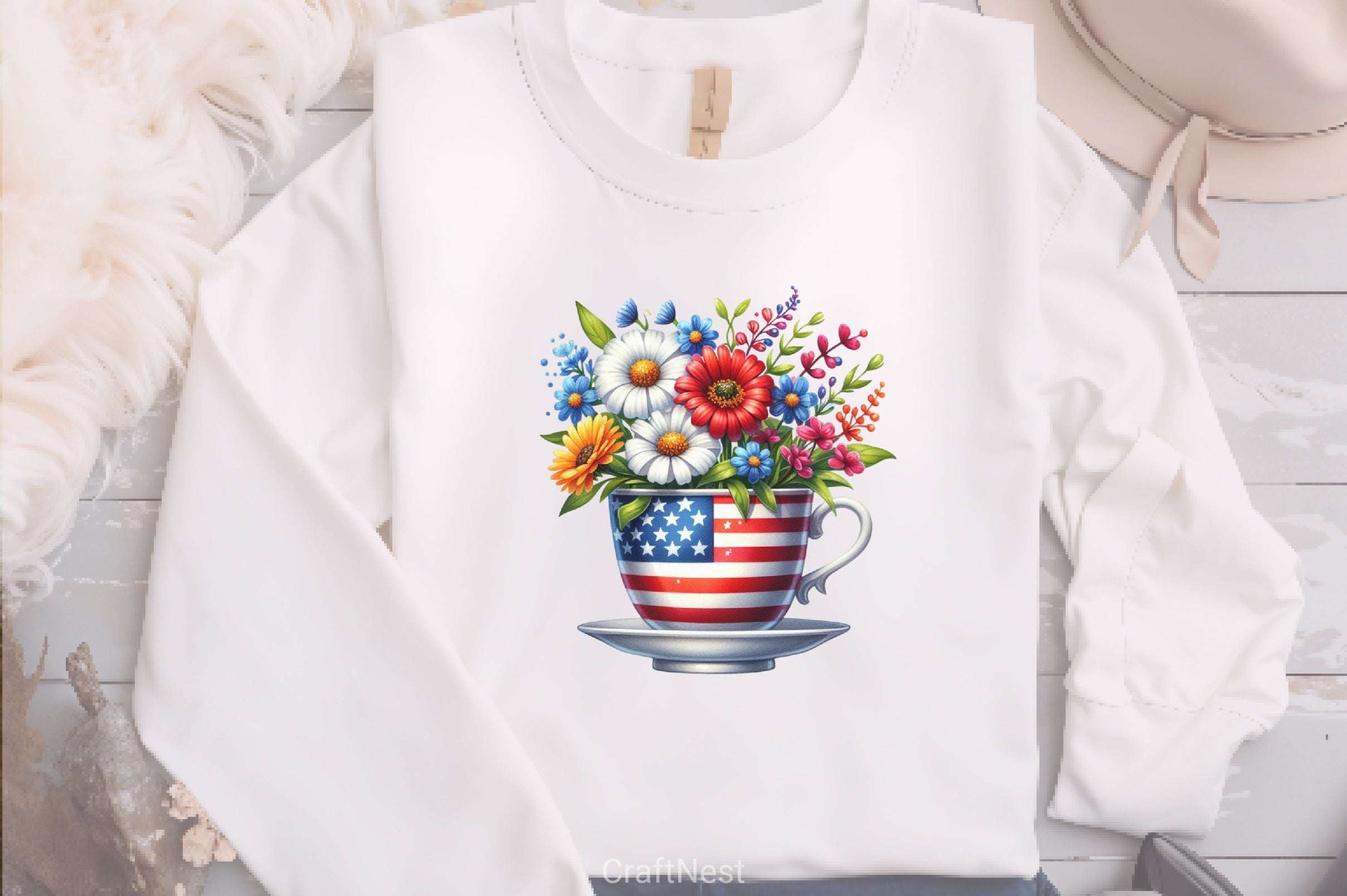 American Tea Cup Flowers Clipart Bundle - CraftNest - Digital Crafting and Art