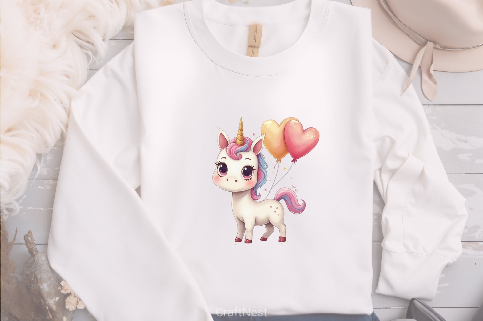 Baby Unicorn Heart Balloons Clipart Bundle - CraftNest - Digital Crafting and Art