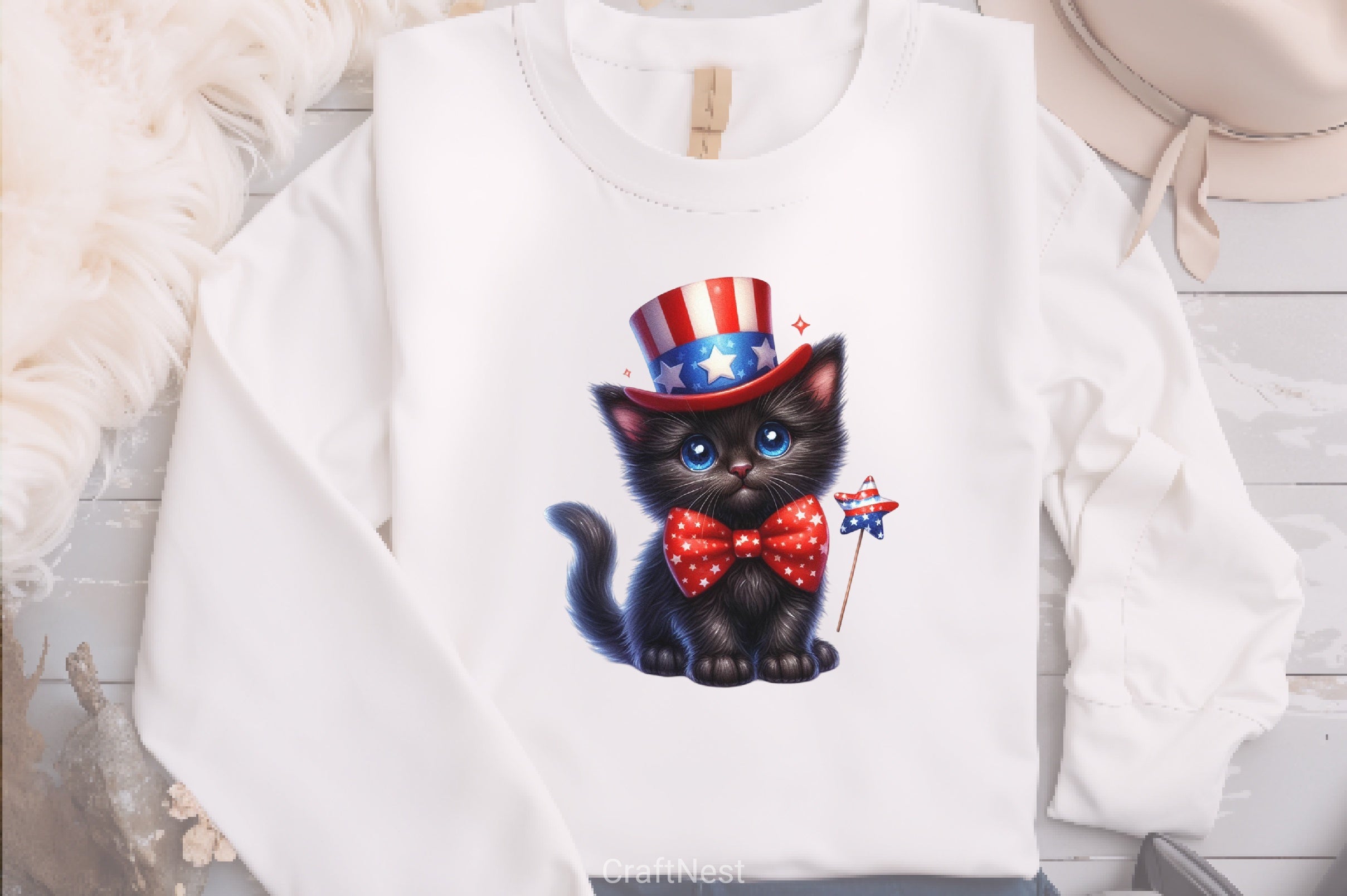 Patriotic Black Cat Clipart Bundle - CraftNest - Digital Crafting and Art