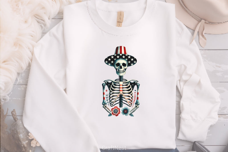 4th of July Skeleton Floral Clipart Bundle - CraftNest - Digital Crafting and Art