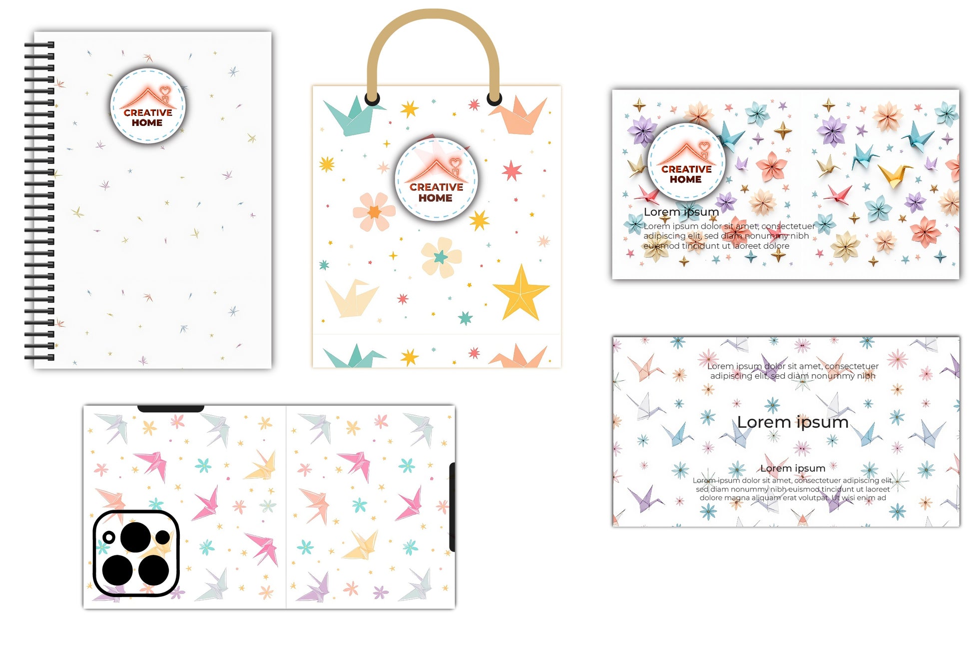 Geometric Cranes & Stars Clipart Bundle - CraftNest - Digital Crafting and Art