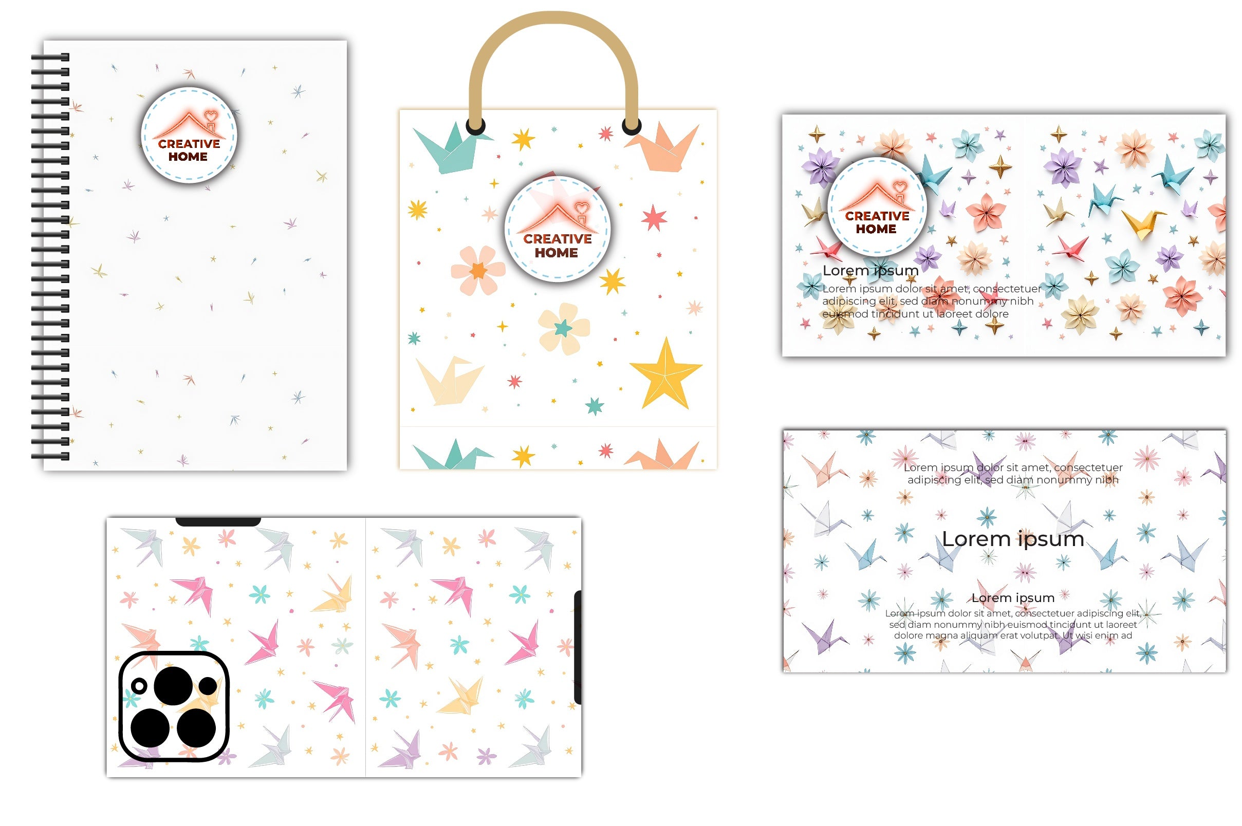 Geometric Cranes & Stars Clipart Bundle - CraftNest - Digital Crafting and Art
