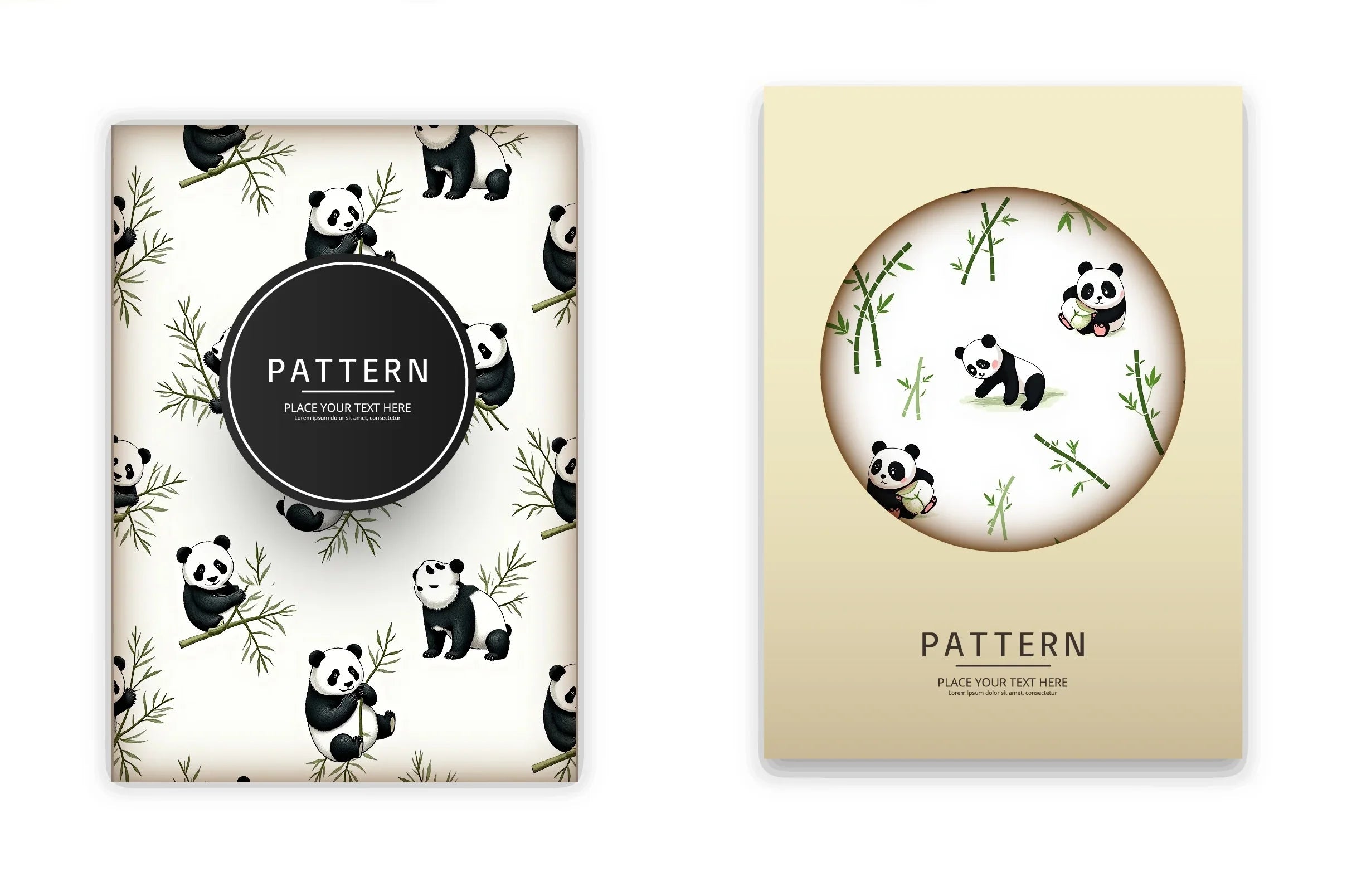 Cute Bamboo Munching Pattern Clipart Bundle