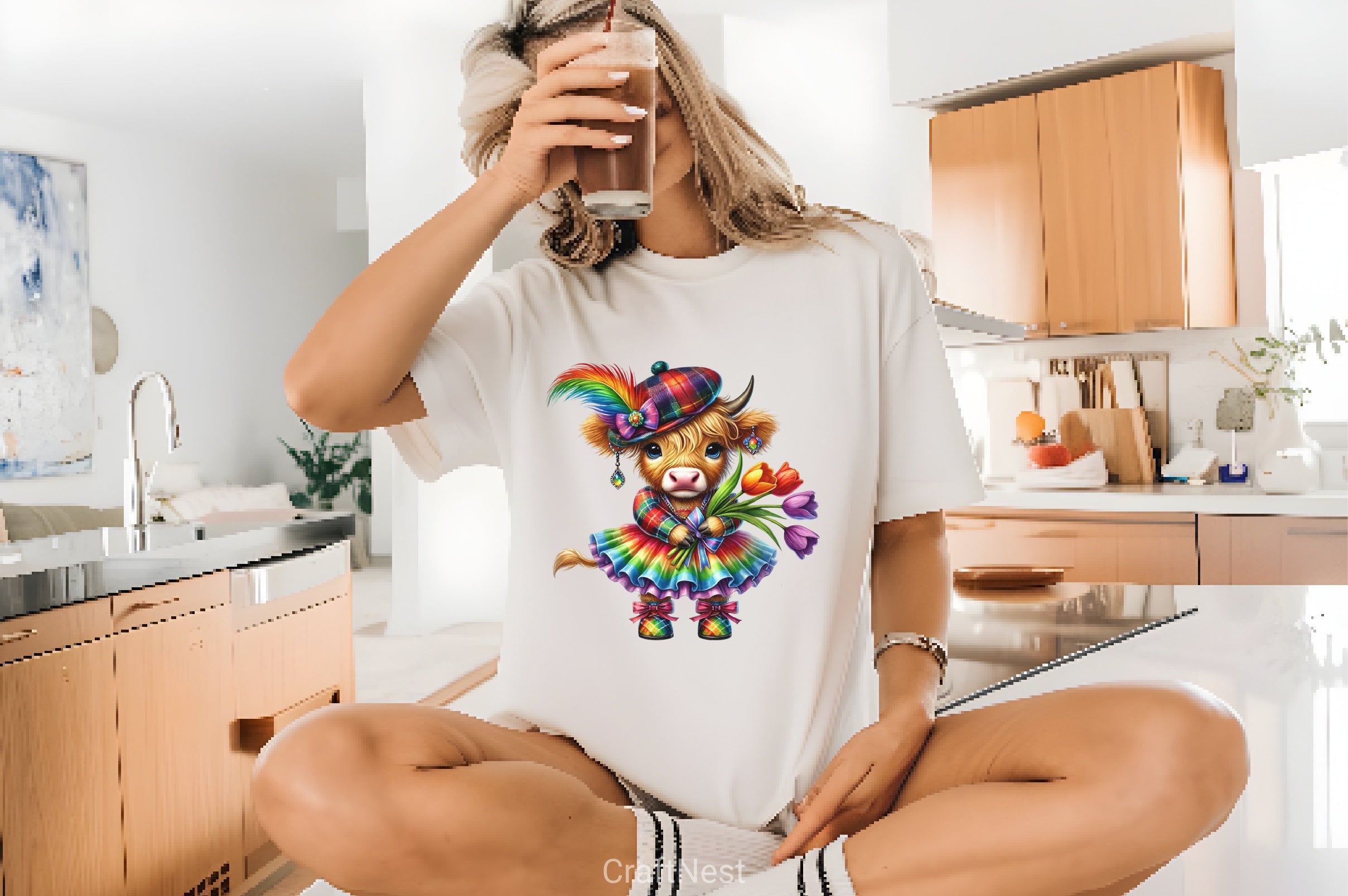 Mardi Gras Highland Cow Clipart Bundle 4 - CraftNest - Digital Crafting and Art