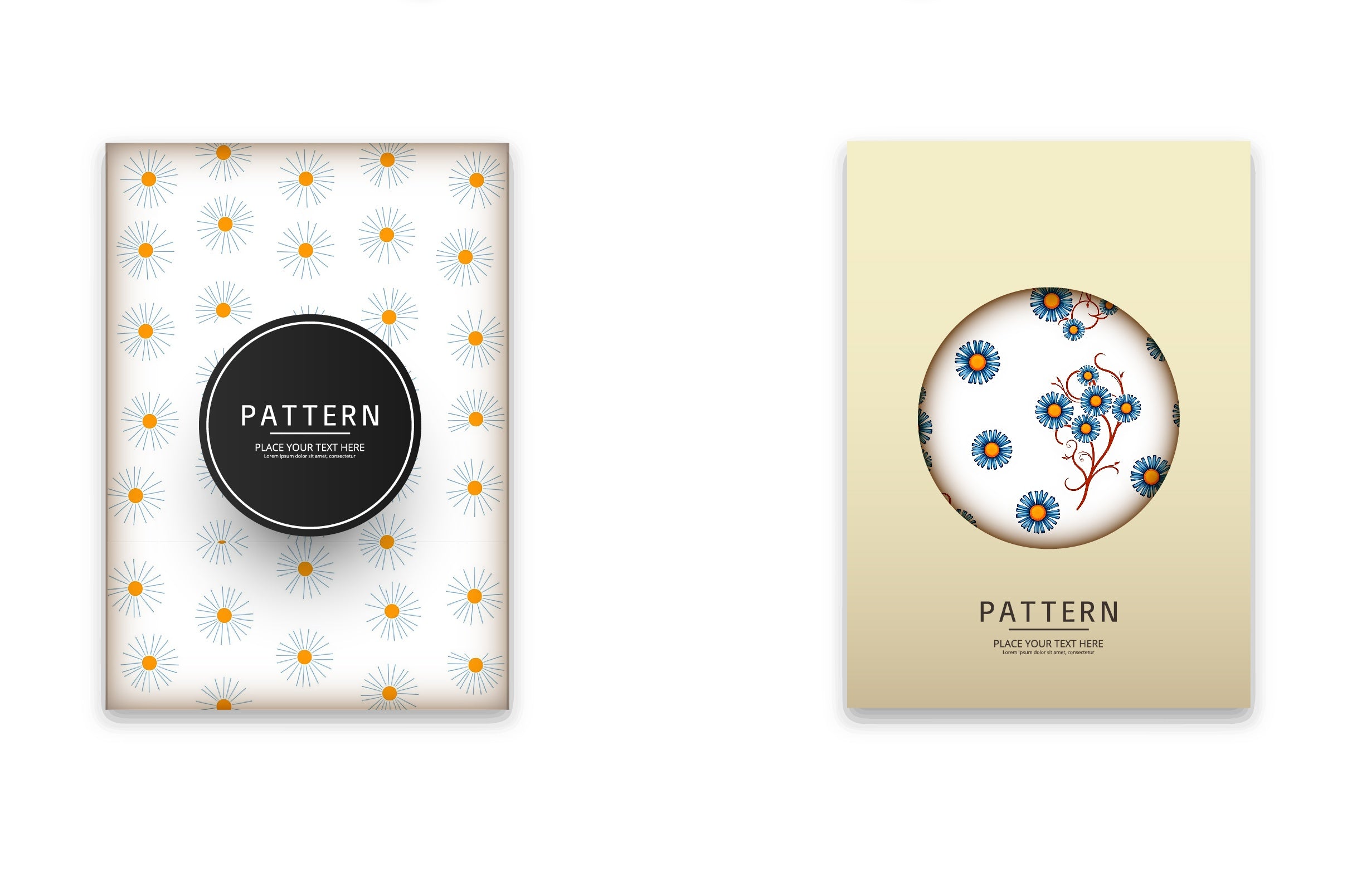 Blue Orange Floral Pattern Digital Paper - CraftNest - Digital Crafting and Art