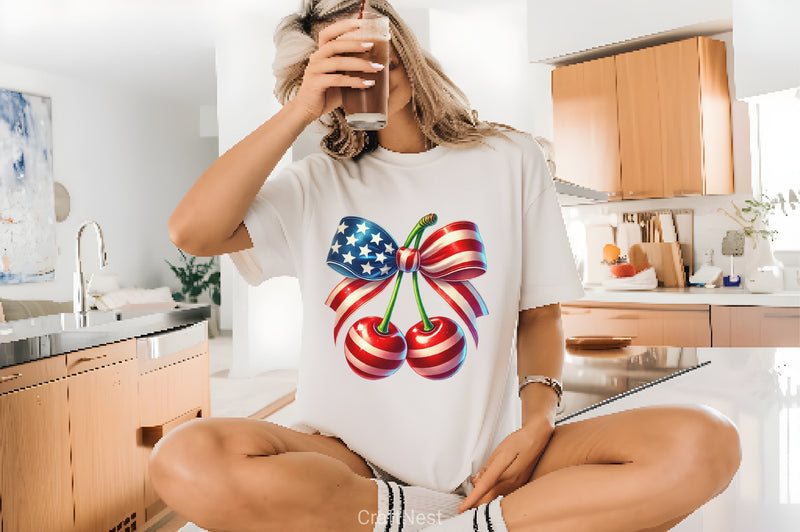 4th of July Cherry Bow Clipart Bundle - CraftNest - Digital Crafting and Art