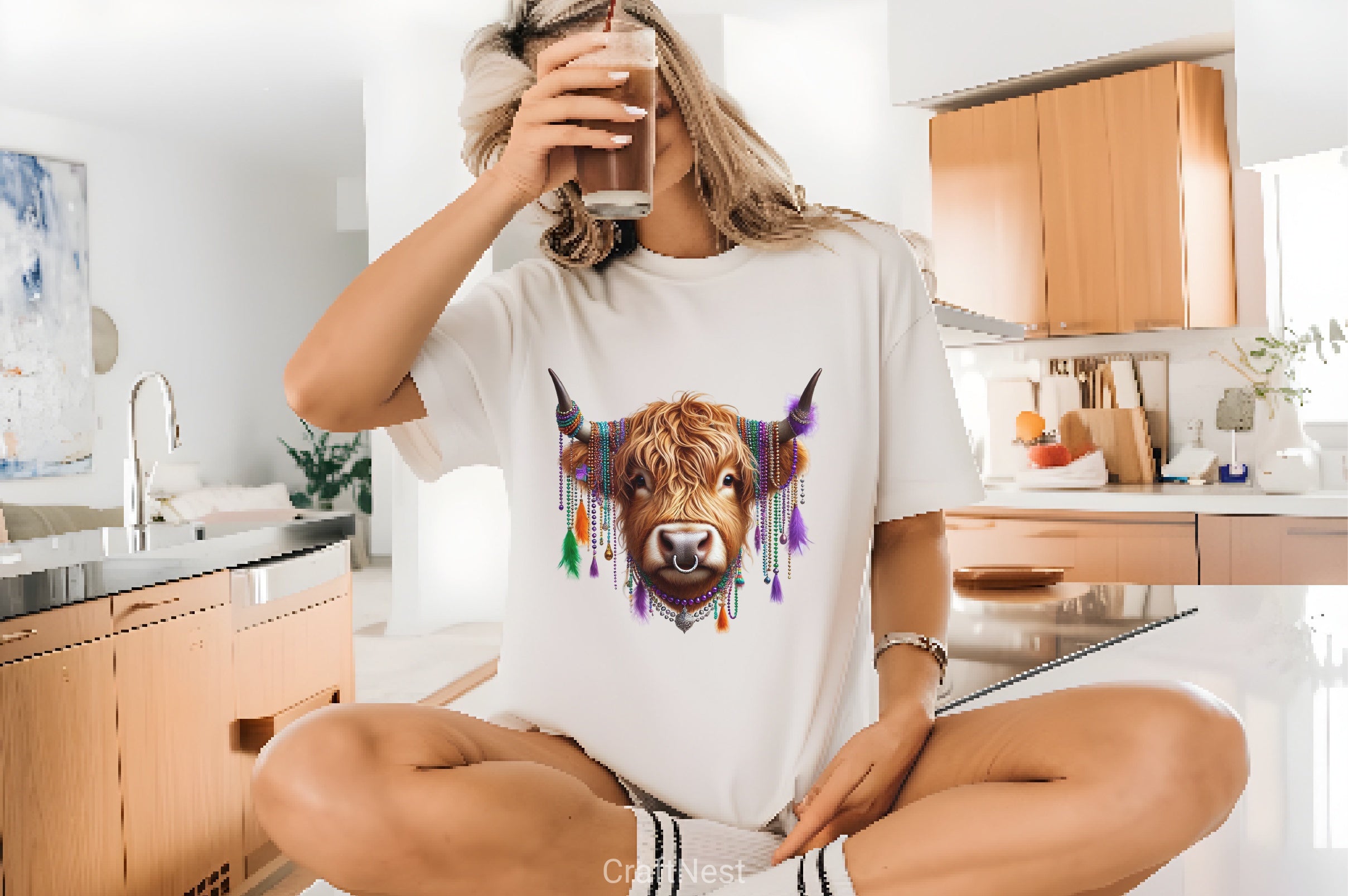 Mardi Gras Highland Cow Clipart Bundle - CraftNest - Digital Crafting and Art