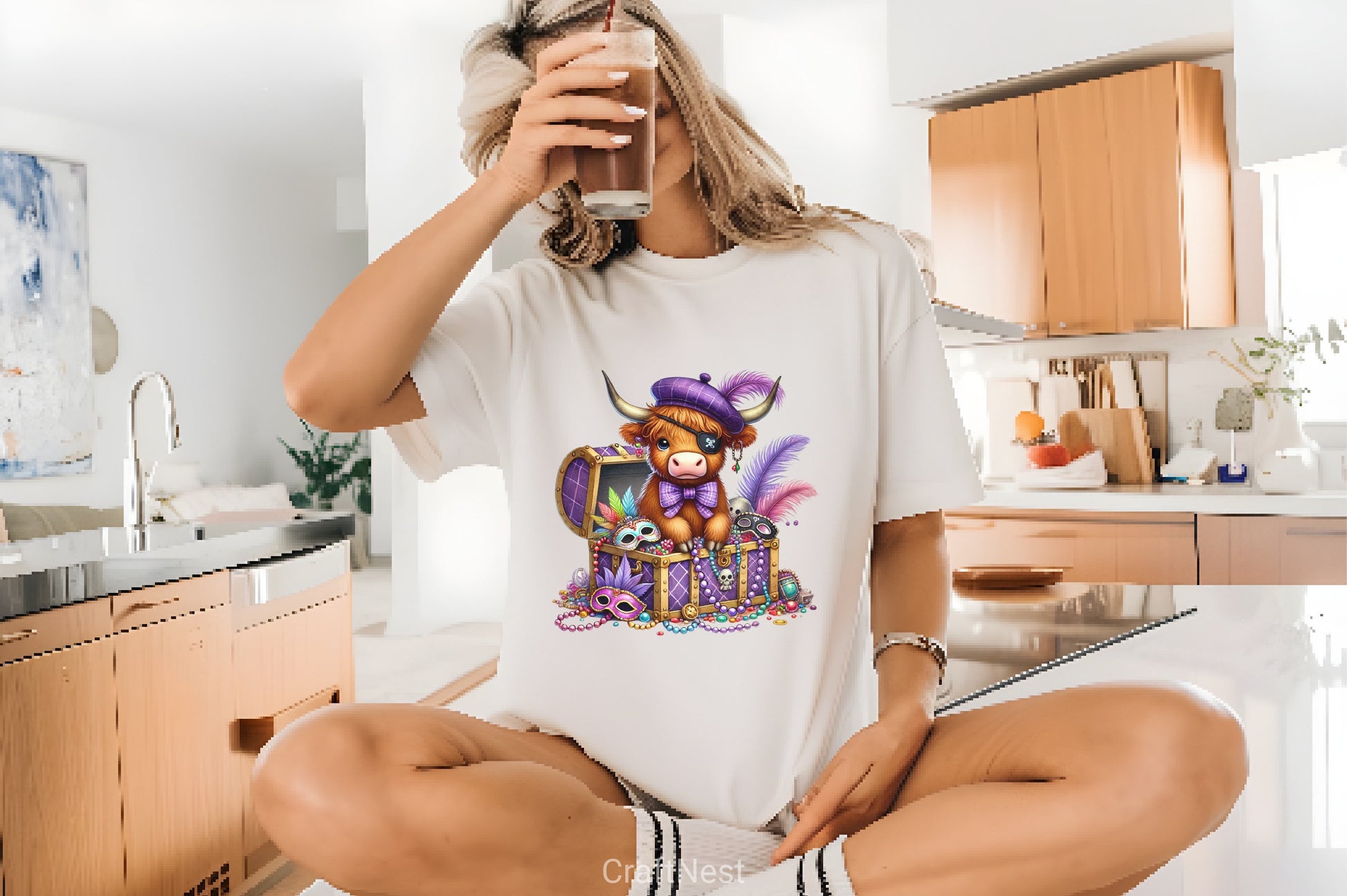 Mardi Gras Pirate Highland Cow Clipart Bundle - CraftNest - Digital Crafting and Art