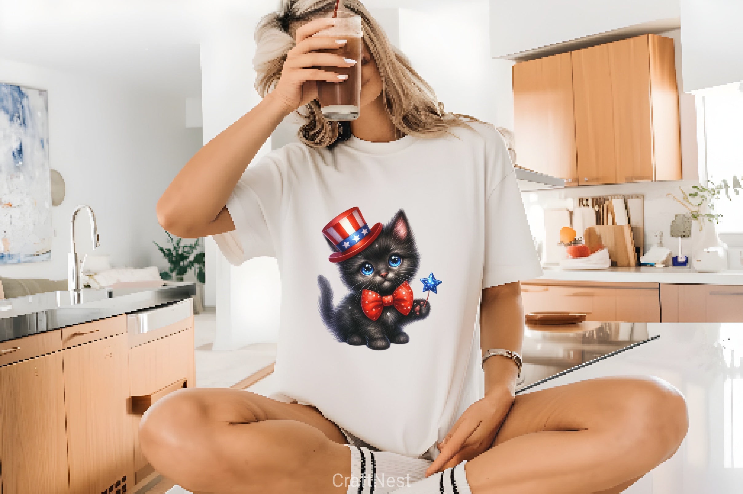 Patriotic Black Cat Clipart Bundle - CraftNest - Digital Crafting and Art