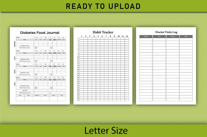 Diabetes Food & Blood Sugar Tracker Planner - CraftNest - Digital Crafting and Art