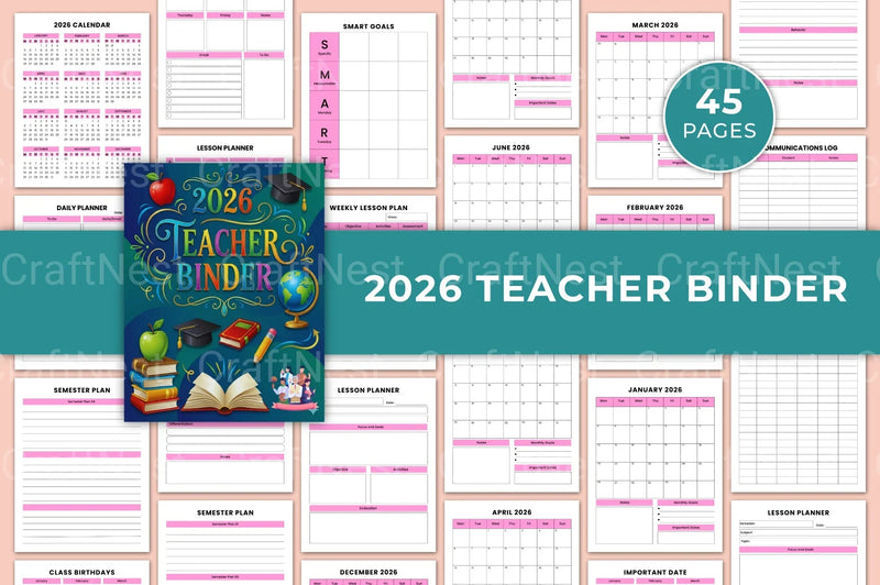 Teacher Lesson Planner Organizer - CraftNest - Digital Crafting and Art
