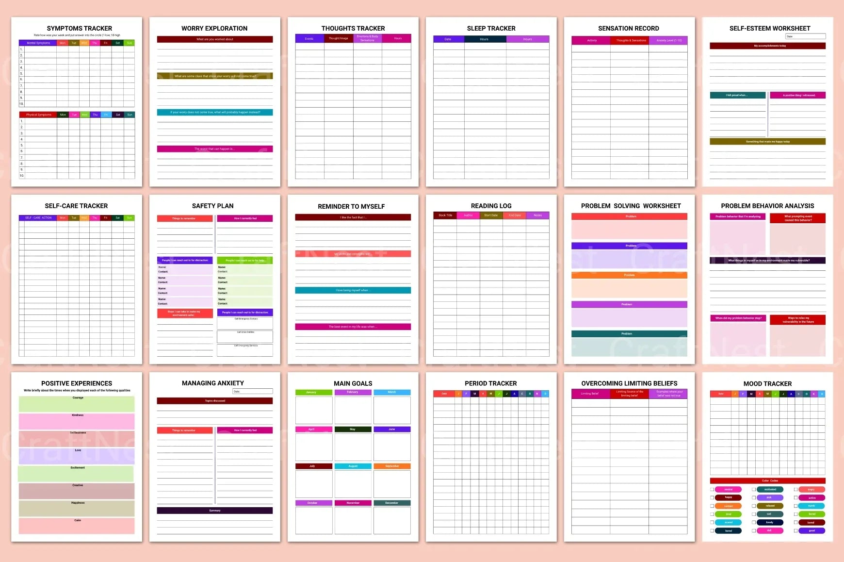 Mental Health Planner for Improved Well-being - CraftNest - Digital Crafting and Art