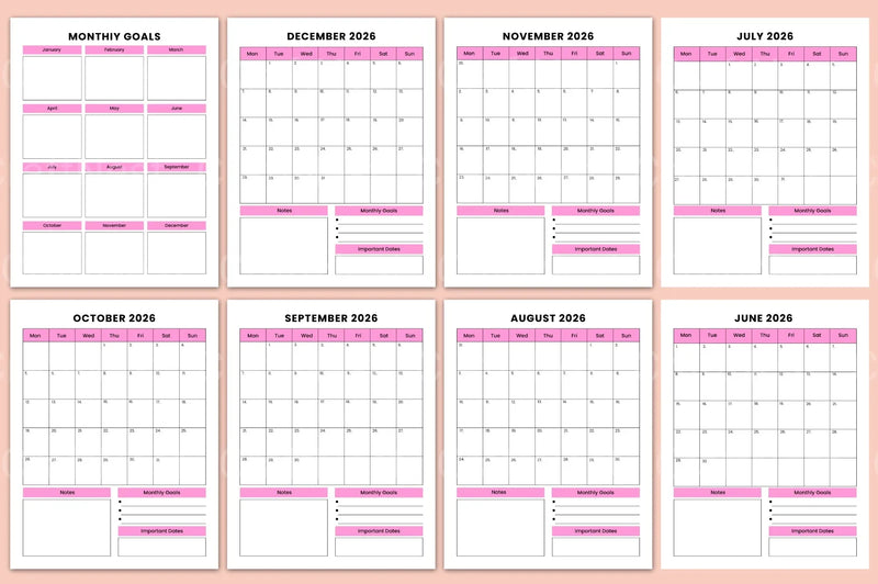 Monthly Planner Template - CraftNest - Digital Crafting and Art