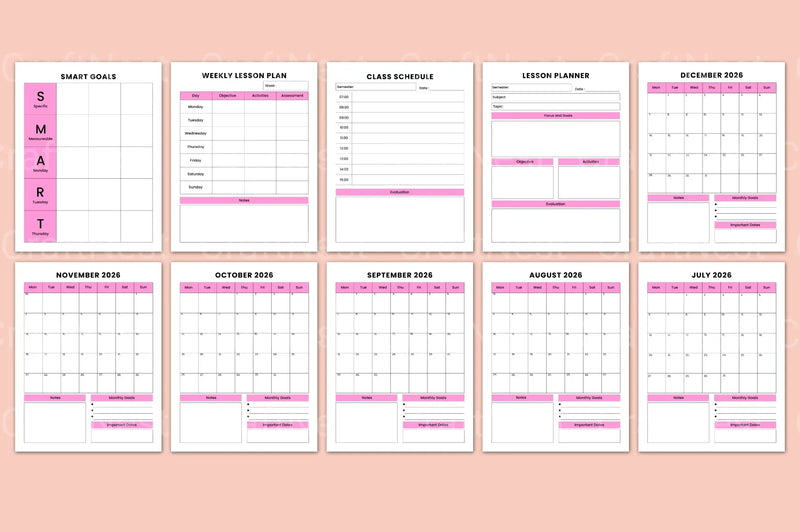 Teacher Lesson Planner Organizer - CraftNest - Digital Crafting and Art