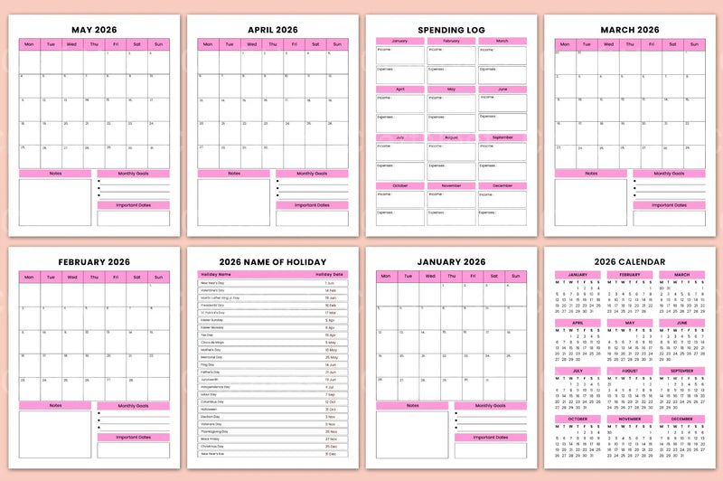Monthly Planner Template - CraftNest - Digital Crafting and Art