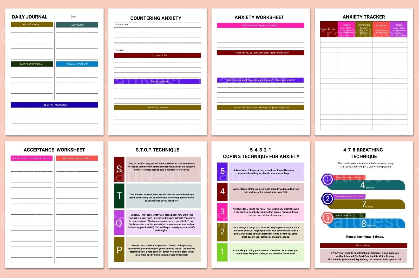 Mental Health Planner for Improved Well-being - CraftNest - Digital Crafting and Art