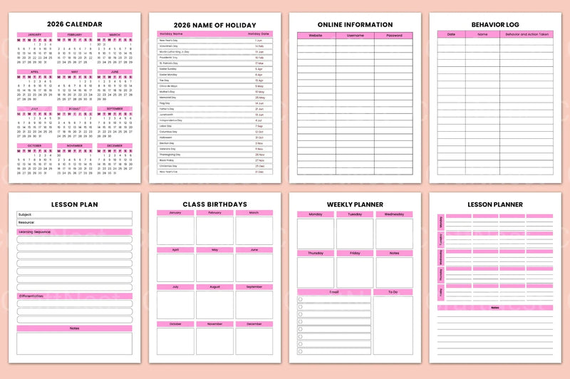 Teacher Lesson Planner Organizer - CraftNest - Digital Crafting and Art