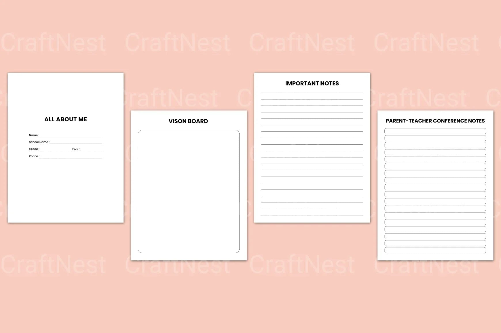 Teacher Lesson Planner Organizer - CraftNest - Digital Crafting and Art