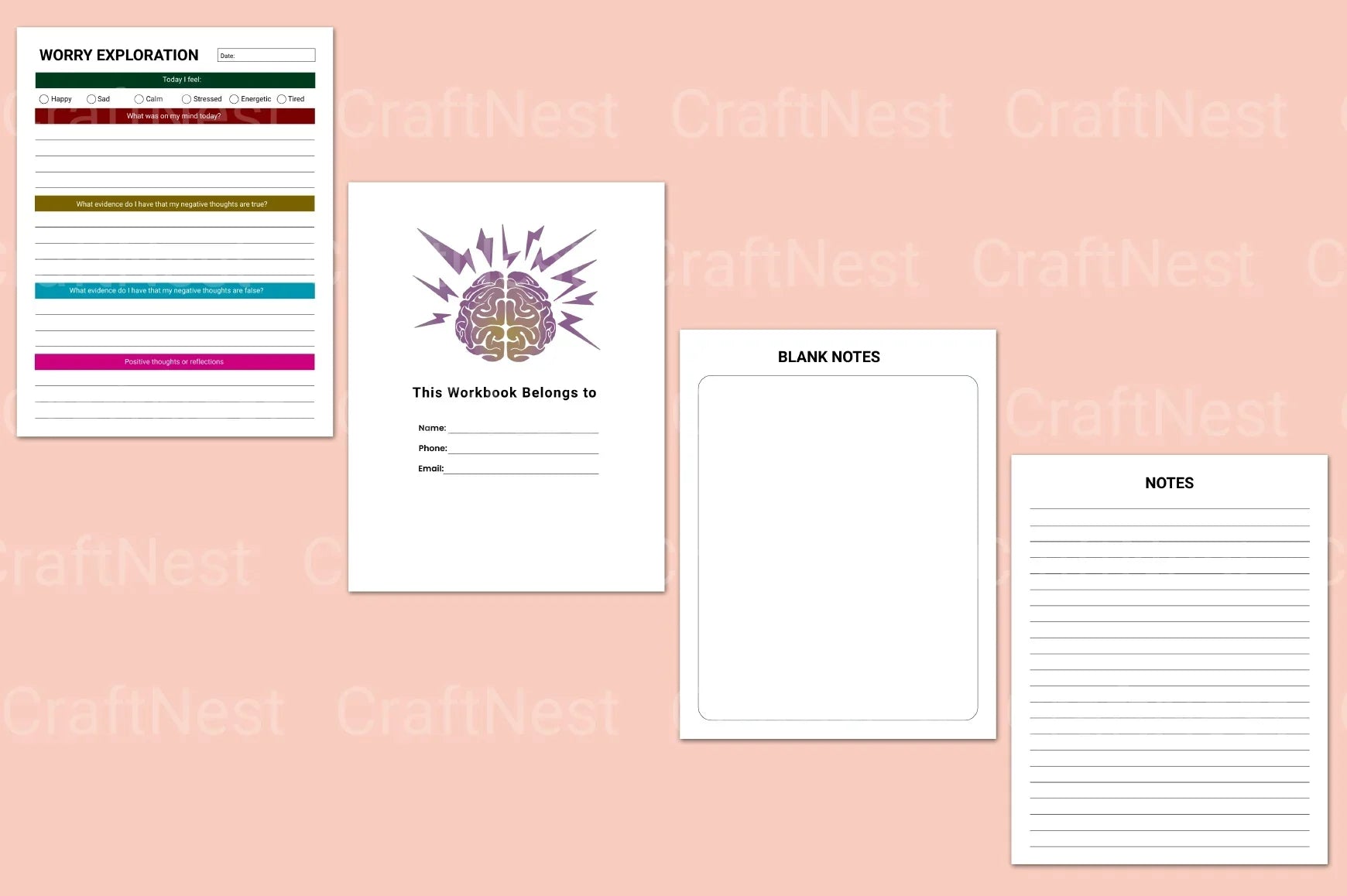 Mental Health Planner for Improved Well-being - CraftNest - Digital Crafting and Art
