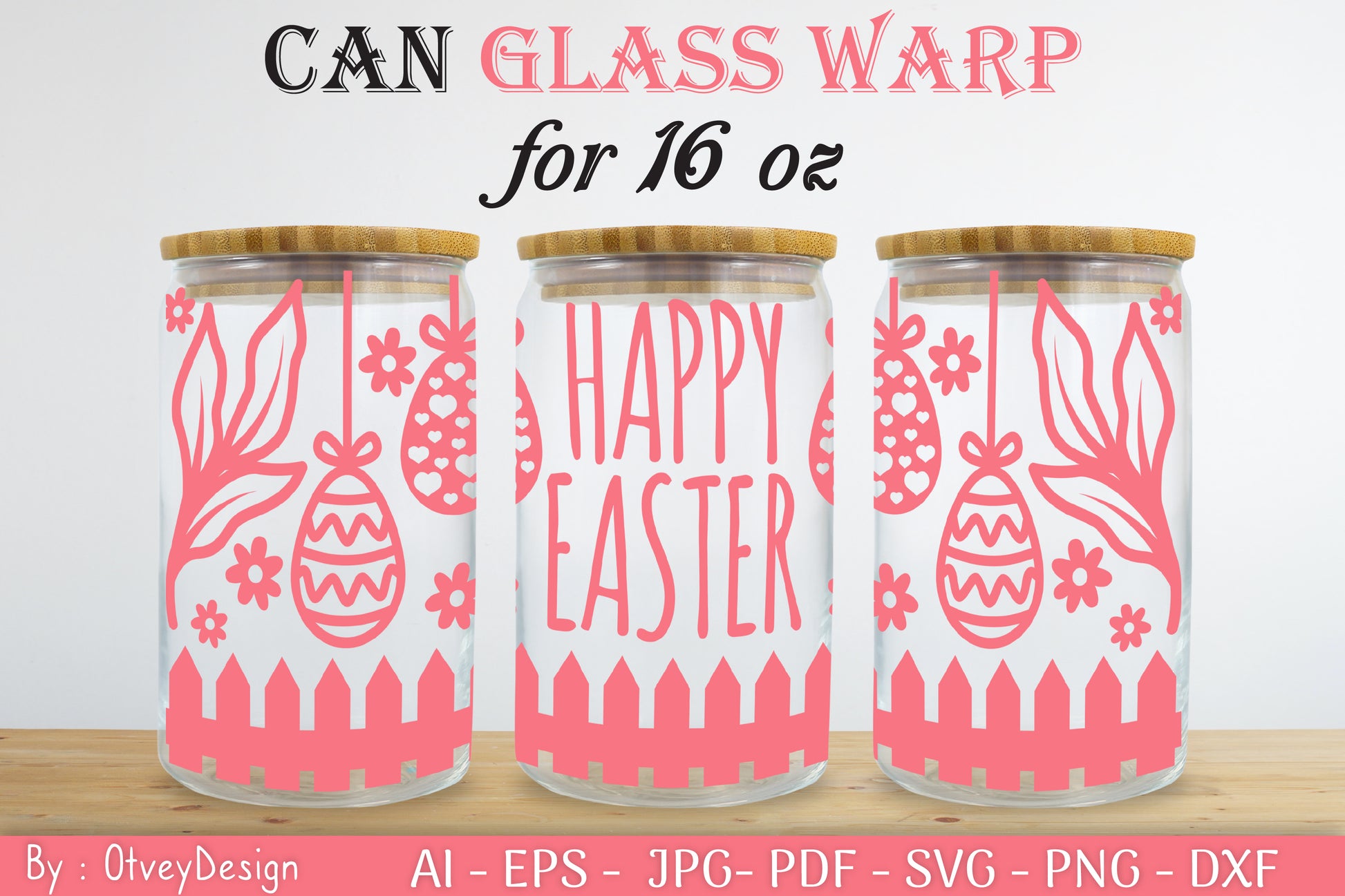 Happy Easter Day 16oz Can Glass Wrap SVG Bundle 2 - CraftNest - Digital Crafting and Art