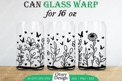 Blooming Wildflowers Can Glass 16 OZ SVG Bundle 2 - CraftNest - Digital Crafting and Art