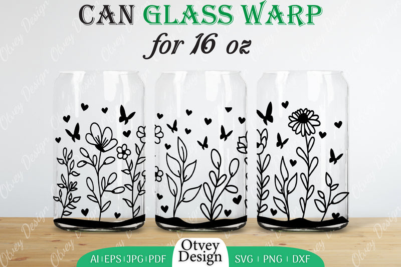 Blooming Wildflowers Can Glass 16 OZ SVG Bundle 2 - CraftNest - Digital Crafting and Art
