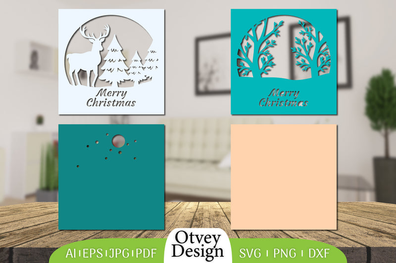 Merry Christmas Deer 3D Shadow Box Papercut SVG Bundle 2 - CraftNest - Digital Crafting and Art