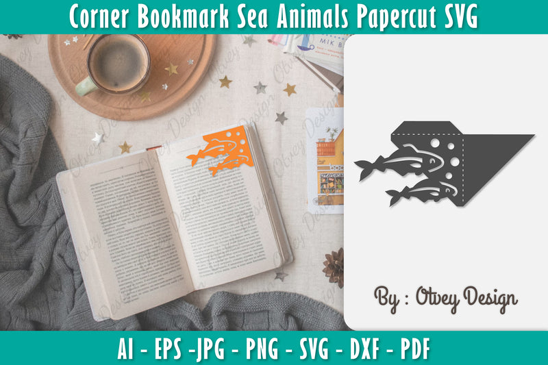 Corner Bookmark Sea Animals SVG Bundle 2 - CraftNest - Digital Crafting and Art