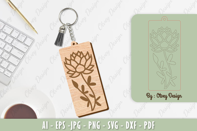 Flower Keychain Laser Cut SVG Bundle 22 - CraftNest - Digital Crafting and Art