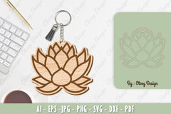 Flower Keychain Laser Cut SVG Bundle 32 - CraftNest - Digital Crafting and Art