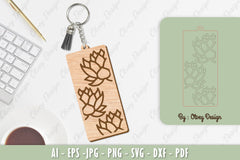 Flower Keychain Laser Cut SVG Bundle 12 - CraftNest - Digital Crafting and Art